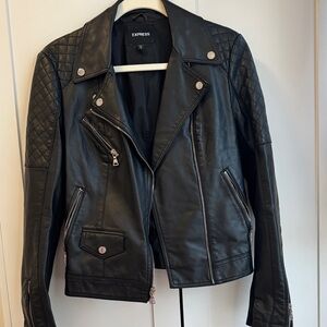 Express Quilted Black Leather Jacket